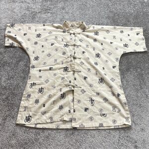 Unbranded Kimono Shirt Top Adult XL Beige Short Sleeve Button Up Short Sleeve